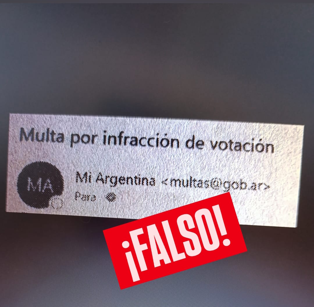 Alertan por un correo falso sobre multas por NO votar
